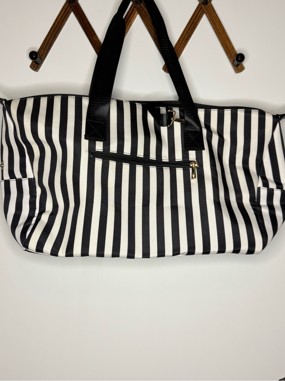 Striped Black and White Tote Bag - Women